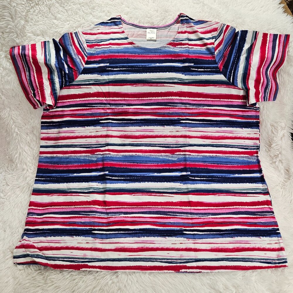 BLAIR COTTON/POLYESTER BLEND WILD BERRY PURPLE/BLUE/RED PATTERN SHIRT - SIZE 3X